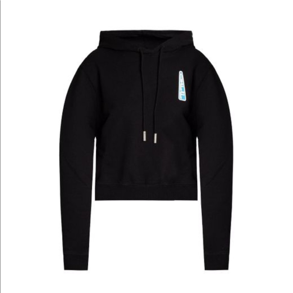 OFF-WHITE TRIANGLE LOGO CROP HOODIE BLACK (WOMENS)